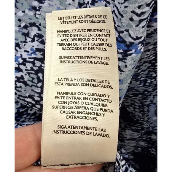 Joie Peasant Blouse Sz XL Paisley Blue Flowy Ruffle Pintucked Boho Artsy Flowy - Picture 15 of 15